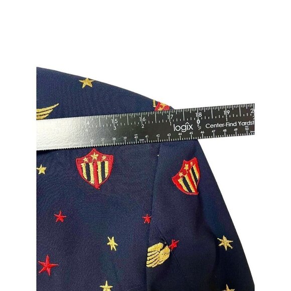 MONDI Cropped Blazer Sz 34 Germany Small Navy Blue Wings Pilot Crest 80s 90s VTG - Picture 10 of 11